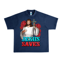 Navy Jesus Saves Urban Heavy Tee - BundleAndBundleShop