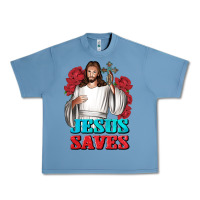 Pebble Blue Jesus Saves Urban Heavy Tee - BundleAndBundleShop