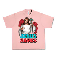 Salmon Jesus Saves Urban Heavy Tee - BundleAndBundleShop