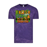 Cloud Purple Irish today hangover tomorrow  St. Patricks Day Vintage Tee - FaDigitalArtStudio