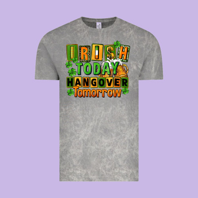 Irish Today Hangover Tomorrow  St. Patricks Day Vintage Tee Designed By Fadigitalartstudio