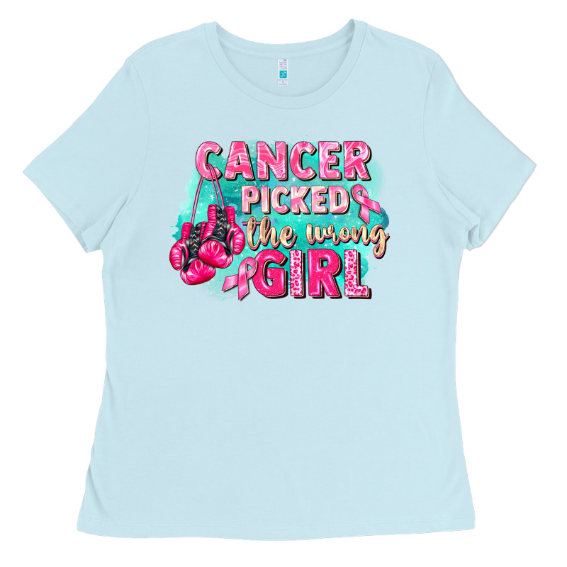 Cancer Picked The Wrong Girl Breast Cancer Ladies Tee by FaDigitalArtStudio | Teevron