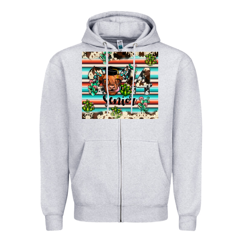 2024 Senior Cow Zipper Hoodie by JahusDesignShop | Teevron