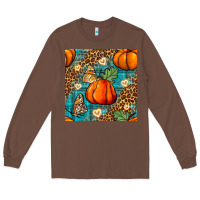 Chestnut pumpkin and butterfly seamless pattern Long Sleeve Tee - BundleAndBundleShop