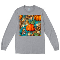 Heather Grey pumpkin and butterfly seamless pattern Long Sleeve Tee - BundleAndBundleShop