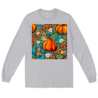 Moon Dust pumpkin and butterfly seamless pattern Long Sleeve Tee - BundleAndBundleShop