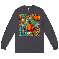 Smoke pumpkin and butterfly seamless pattern Long Sleeve Tee - BundleAndBundleShop