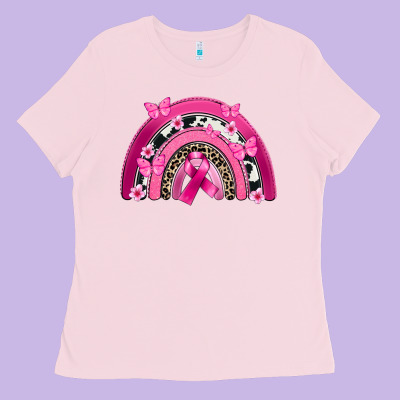 Breast Cancer Rainbow Ladies Tee Designed By Fadigitalartstudio