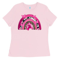 Bubblegum Pink Breast Cancer rainbow Ladies Tee - FaDigitalArtStudio