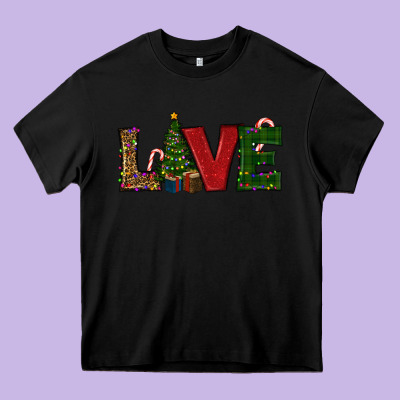 Christmas Tree Love Heavy Core Tee Designed By Ranaportraitstore