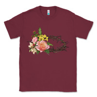 Burgundy Crown of thorns floral Easter Classic Tee - CowGirlArtShop