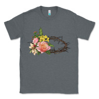 Charcoal Heather Crown of thorns floral Easter Classic Tee - CowGirlArtShop