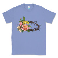Colony Blue Crown of thorns floral Easter Classic Tee - CowGirlArtShop