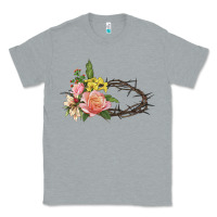 Heather Grey Crown of thorns floral Easter Classic Tee - CowGirlArtShop
