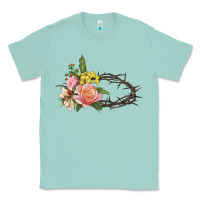 Seafoam Crown of thorns floral Easter Classic Tee - CowGirlArtShop