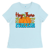 Baby Blue Hey There Pumpkin Ladies Tee - FaDigitalArtStudio