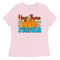 Bubblegum Pink Hey There Pumpkin Ladies Tee - FaDigitalArtStudio
