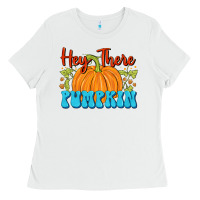 White Hey There Pumpkin Ladies Tee - FaDigitalArtStudio