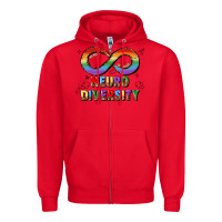 Red neurodiversity Zipper Hoodie - JahusDesignShop