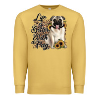 Antique Gold life is better with a pug Premium Sweatshirt - JahusDesignShop