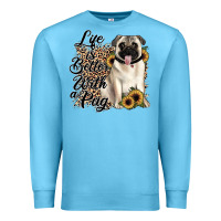 Ocean Blue life is better with a pug Premium Sweatshirt - JahusDesignShop