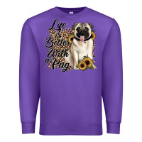 Purple life is better with a pug Premium Sweatshirt - JahusDesignShop