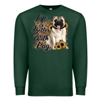 Sports Green life is better with a pug Premium Sweatshirt - JahusDesignShop