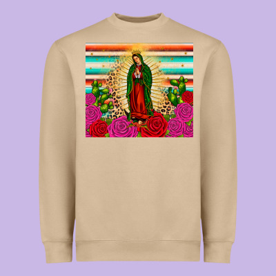 Our Lady Of Guadalupe Cactus Leopard Heavyweight Sweatshirt Designed By Jahusdesignshop