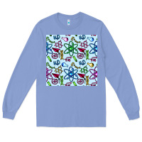 Colony Blue Science Teacher Seamless Pattern Long Sleeve Tee - BundleAndBundleShop
