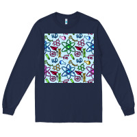 Navy Science Teacher Seamless Pattern Long Sleeve Tee - BundleAndBundleShop