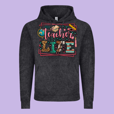 Teacher Life Leopard Frame Vintage Hoodie Designed By Lillyallendesigns