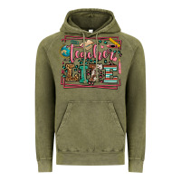 Vintage Olive Teacher life leopard frame Vintage Hoodie - LillyAllenDesigns