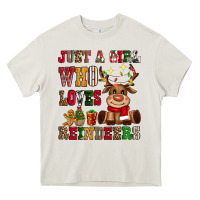Cream just a girl who loves reindeers Heavy Core Tee - CowGirlArtShop