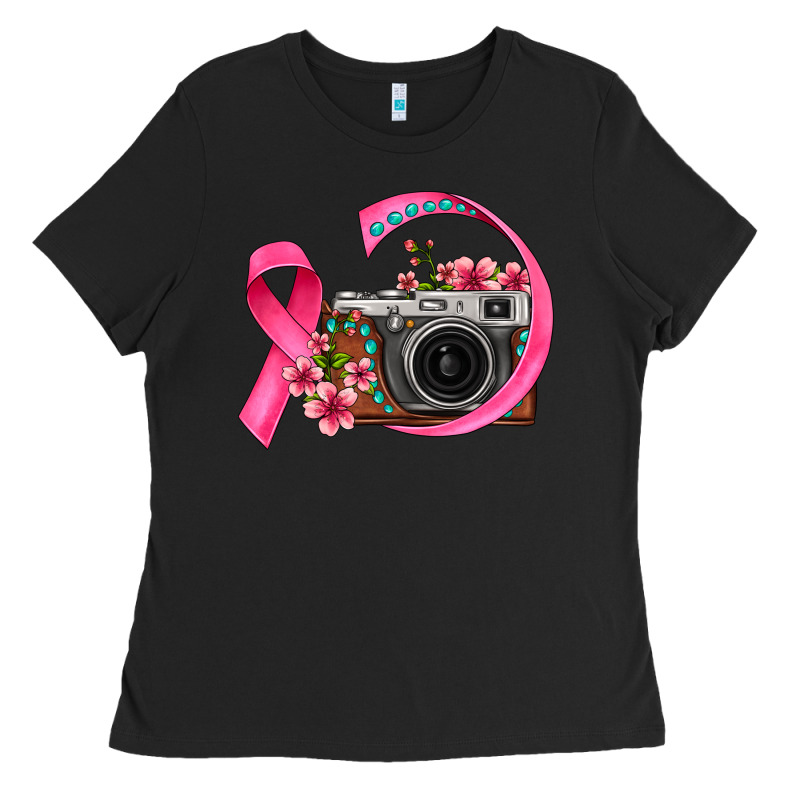 Floral Cancer Ribbon Vintage Camera Ladies Tee by FaDigitalArtStudio | Teevron
