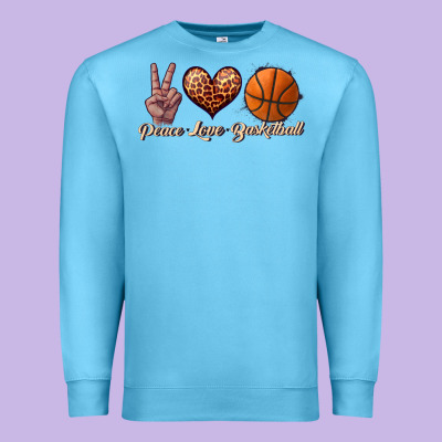 Peace Love Basketball Premium Sweatshirt Designed By Jahusdesignshop
