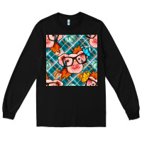 Black fall pig seamless pattern Long Sleeve Tee - BundleAndBundleShop