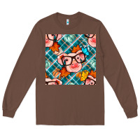 Chestnut fall pig seamless pattern Long Sleeve Tee - BundleAndBundleShop