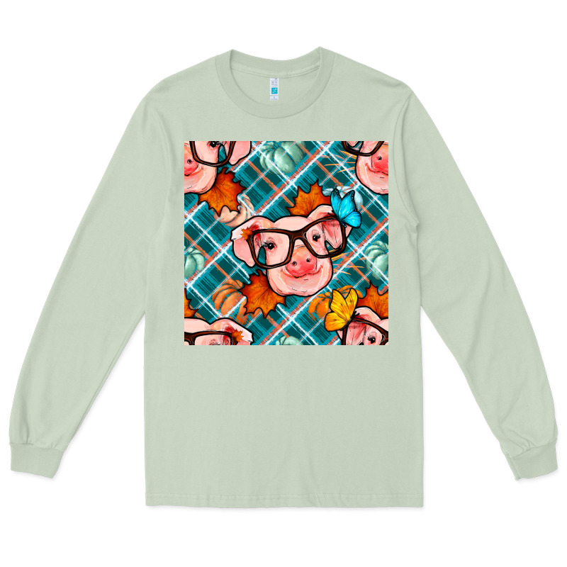 Fall Pig Seamless Pattern Long Sleeve Tee by BundleAndBundleShop | Teevron