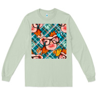 Matcha fall pig seamless pattern Long Sleeve Tee - BundleAndBundleShop