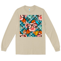 Mushroom fall pig seamless pattern Long Sleeve Tee - BundleAndBundleShop