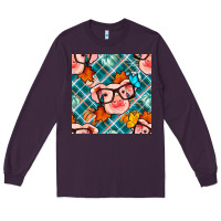 Plum fall pig seamless pattern Long Sleeve Tee - BundleAndBundleShop