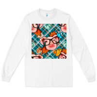 White fall pig seamless pattern Long Sleeve Tee - BundleAndBundleShop