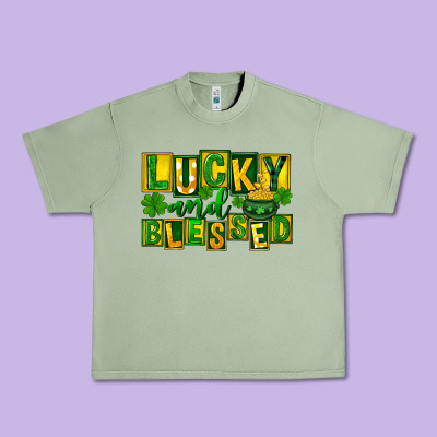 St Patricks Day Lucky And Blessed Urban Heavy Tee Designed By Fadigitalartstudio