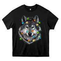 Black Christmas with wolf Heavy Core Tee - RanaPortraitStore