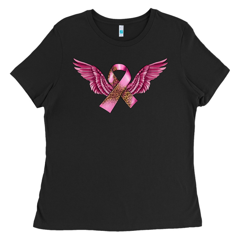Breast Cancer Ribbon With Angel Wings Ladies Tee by FaDigitalArtStudio | Teevron