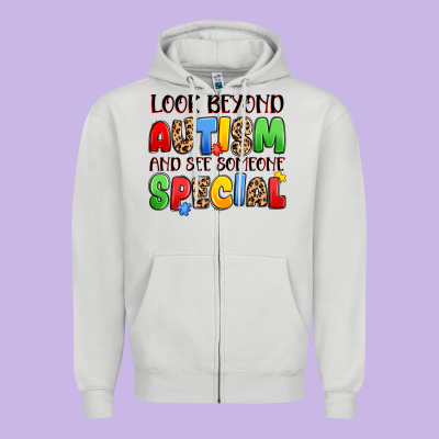 Look Beyond Autism And See Someone Special Zipper Hoodie Designed By Jahusdesignshop