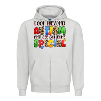 Dove Grey look beyond autism and see someone special Zipper Hoodie - JahusDesignShop