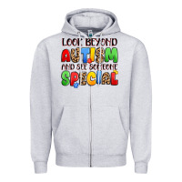 Heather Grey look beyond autism and see someone special Zipper Hoodie - JahusDesignShop