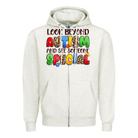 Oatmeal Heather look beyond autism and see someone special Zipper Hoodie - JahusDesignShop