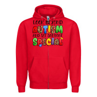 Red look beyond autism and see someone special Zipper Hoodie - JahusDesignShop